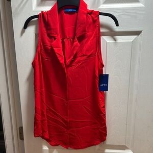 Apt. 9 Red Sleeveless Blouse with Collared Neckline
